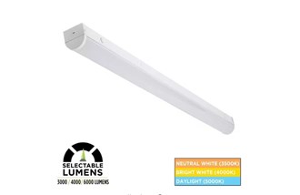 Commercial Electric 1-Pack 4 ft. Commercial Integrated LED White Strip Light Fixture 120-277V 3000/4000/6000 Lumens 3500K 4000K 5000K